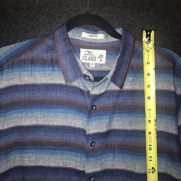 Rodd & Gunn Island Sports Fit Linen Button Up Shirt Men's Medium Blue Grey Purp - Picture 10 of 11